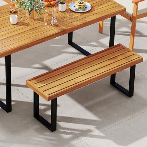 Tangkula Acacia Wood Outdoor Bench - Image 5