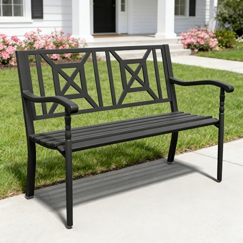 50 Inches Outdoor Bench Park Patio Furniture Garden Bench Seating - Image 2