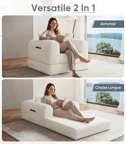 Versatile 2 in 1 Boneless Armchair Chaise Lounge Chair Indoor, Convertible - Image 4