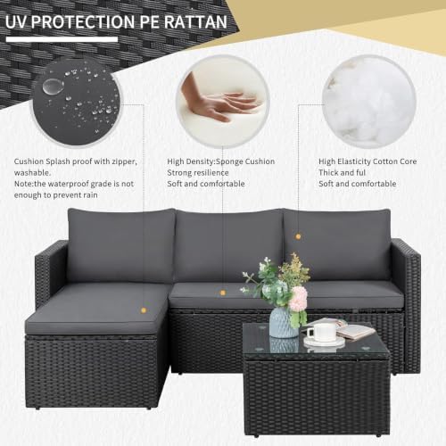 3-Piece All-Season Wicker Patio Sectional Sofa Set - Image 5