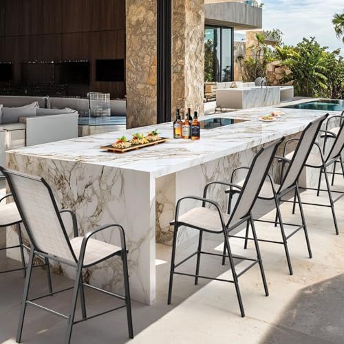 VINGLI Outdoor Bar Chairs Set of 8 – Stackable Outdoor Bar Stools - Image 2
