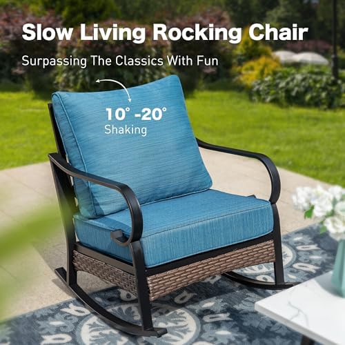 Metal Patio Furniture Set with Fire Pit Table, Peacock Blue - Image 6
