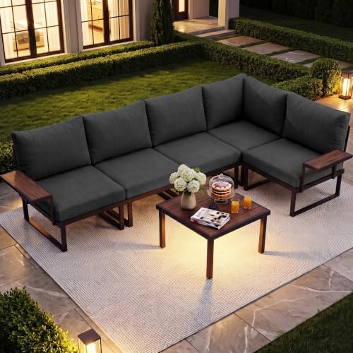 6PC L Shaped Outdoor Sectional Sofa Set - Image 3