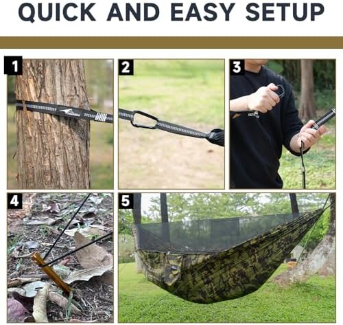 Camping Hammock with Mosquito Net and Ridge Rope, 2 Person Extra Large - Image 5