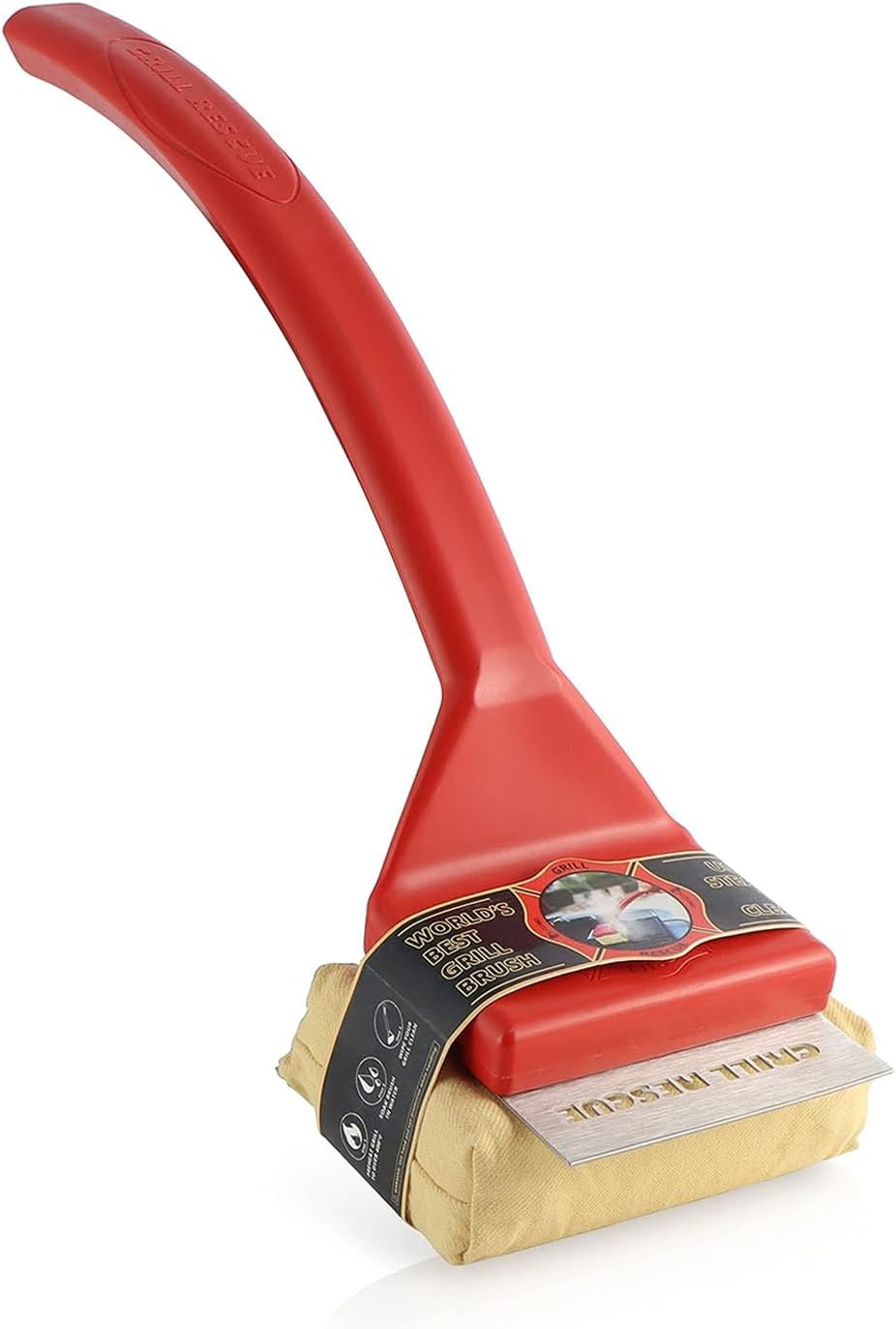 Grill Rescue BBQ Replaceable Cleaning Head, Bristle Free - Durable and Unique Grill Tools for Cast Iron or Stainless-Steel Grates, Barbecue Cleaner