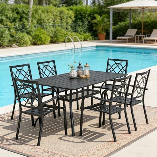 7-Piece Outdoor Wrought Iron Chairs and Table Patio Dining Furniture Set by HOME