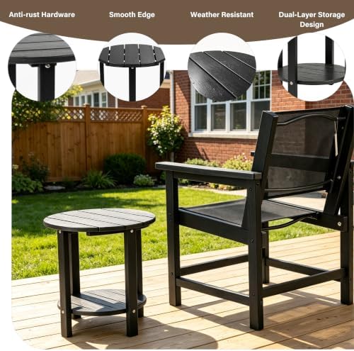 Outdoor Side Table with Shelf - Image 4