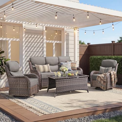 Luxury 4 Pieces Patio Furniture Set-Outdoor Swivel Rocker Patio Chairs by JelwalyPatioFurnitureSet
