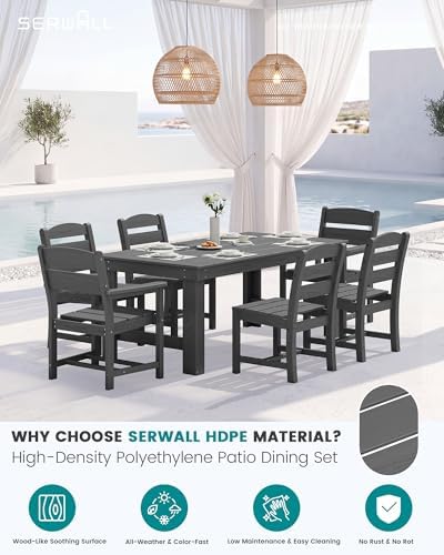 SERWALL HDPE Outdoor Dining Table and Chairs Set - Image 3