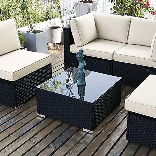DIMAR GARDEN Outdoor Coffee Table Wicker Patio Side Table - Image 6