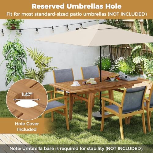 Tangkula 55"-71" Acacia Wood Extendable Patio Dining Table - Image 5