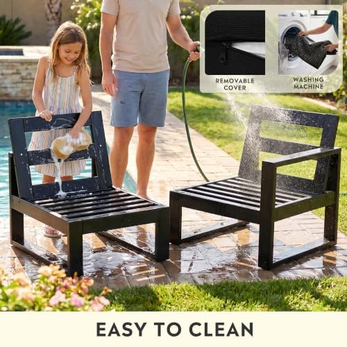 Rockaway Outdoor HDPE All-Weather Modern Patio Loveseat - Image 7