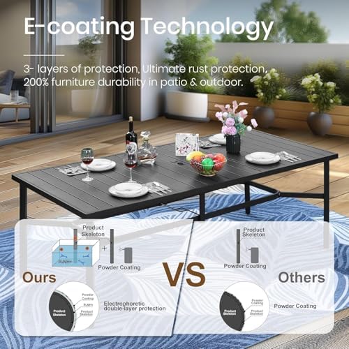 PHI VILLA 9pc Outdoor Dining Set, Wicker Chairs - Image 3