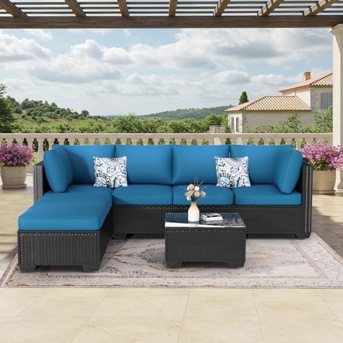 7 Piece Outdoor Patio Furniture Set, PE Rattan Outdoor Wicker Sectional - Image 6