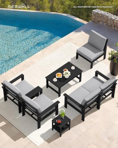 SERWALL HDPE Outdoor Patio Furniture Set Outdoor Couch - Image 7