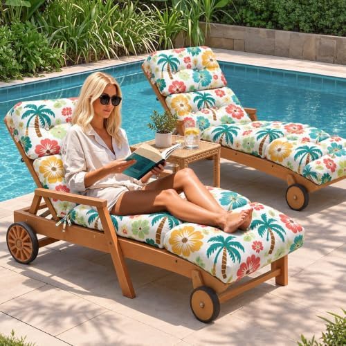 Outdoor Lounge Chair Cushions Waterproof 75.1 x 22.8 x 4.7 Green Tree - Image 6