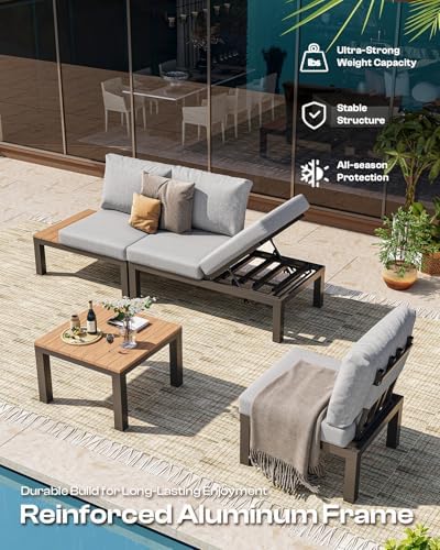 Aluminum Modular Outdoor Patio Furniture Set, Daybed Sectional - Image 6