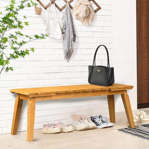 VINGLI Outdoor Wood Bench Set, 2 Piece 46" Natural Garden Bench - Image 6