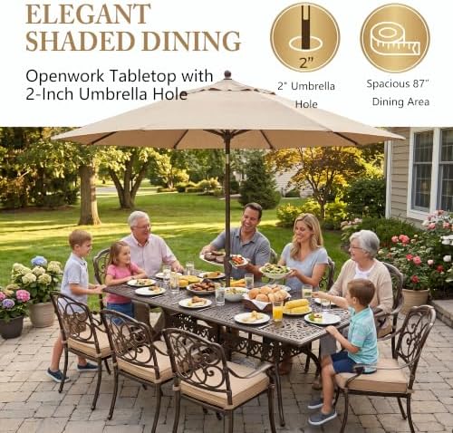 9-Pcs Cast Aluminum Patio Dining Set - Image 5