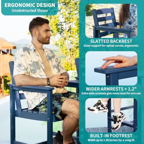 5 Pcs HDPE Bar Height Adirondack Chairs and Table Set - Image 4