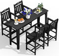 Outdoor Patio Bar Height Table and Tall Adirondack Chairs Set of 4, All-Weather by Suunyn