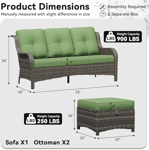 3-Piece Outdoor Couch Set, Include Wicker Patio Sofa - Image 3