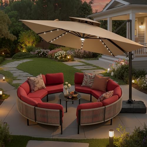 9 Piece Aluminum Outdoor Sectional Sofa Set, Curved Sofa - Image 3