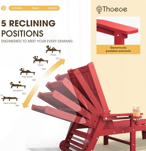 THOEOE Patio Chaise Lounge Chair, HDPE Lounge Chair Outdoor - Image 5