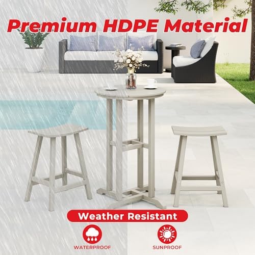 Outdoor Bar Table, Patio Bar Table 3-Pieces Set Bistro Dining Table Pub Table - Image 4