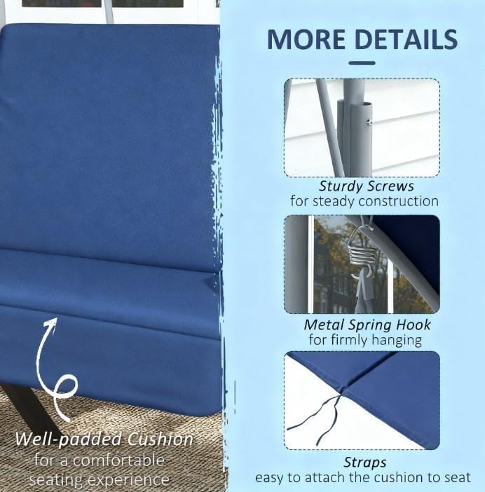 Comfortable Canopy Swing Chair for Two, Adjustable Shade and Storage - Image 5