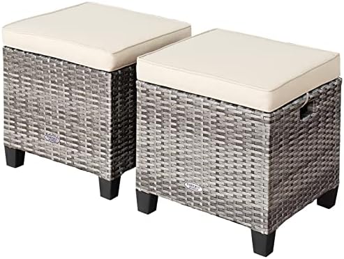 RELAX4LIFE 2-Piece Patio Rattan Ottomans by RELAX4LIFE