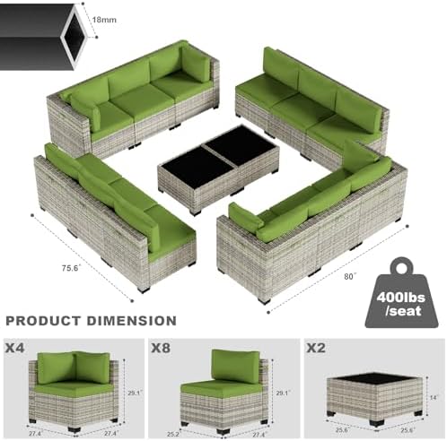 Outdoor PE Wicker Rattan Modular Patio Sectional Sofa Set - Image 4