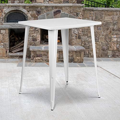 Flash Furniture Commercial 31.5 in Metal Indoor/Outdoor Square Table - Image 2