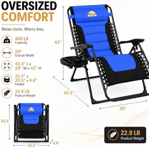 Oversized Zero Gravity Chair, 400-lb Capacity Recliner - Image 3
