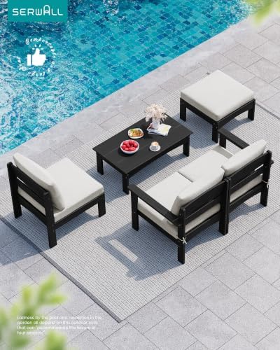 SERWALL HDPE Outdoor Loveseat Sofa, Outdoor 2 Pieces Single Sofa - Image 6