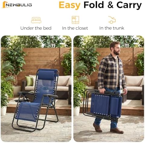 NEWBULIG Zero Gravity Chairs Set of 4, Folding Lounge Recliner Chair - Image 6