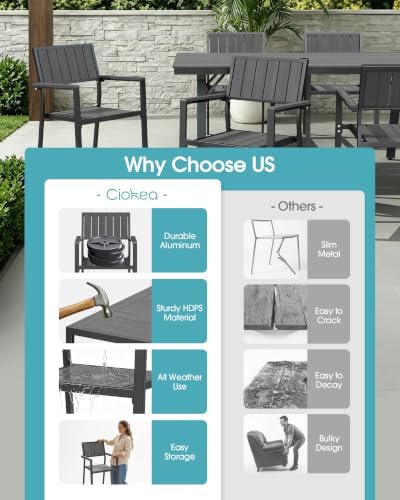 Aluminum Outdoor Patio Dining Chairs, All-Weather Furniture - Image 7