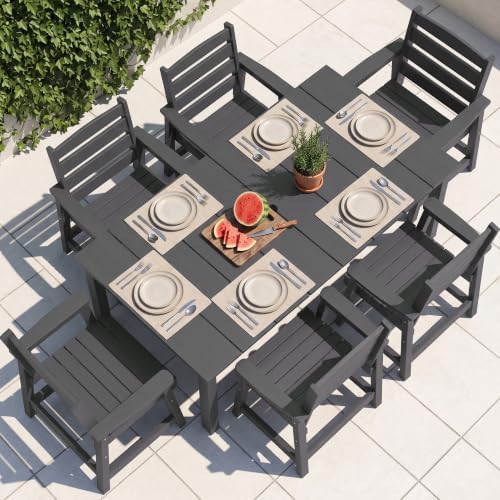 PLUUV 7PC Patio Dining Sets, 6 Armchairs & 1 Table by PLUUV