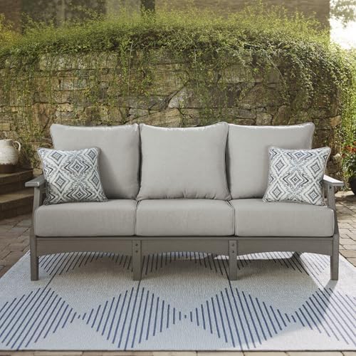 Signature Design by Ashley Visola 80"W 3-Seat Outdoor Patio Sofa, HDPE Wood Look - Image 2