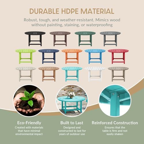 Malibu Low Outdoor HDPE Round Patio Coffee Table - Image 6