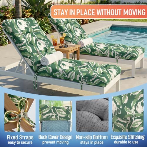 MAGIC ELEPHANT Chaise Lounge Cushion Outdoor, Memory Foam Patio Lounge Chair - Image 4