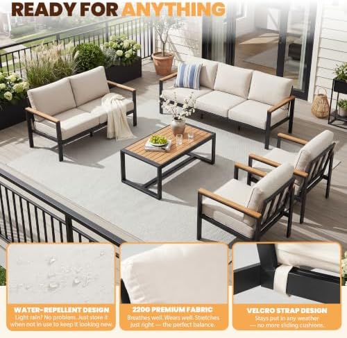 Aoxun Patio Furniture Set, Metal Outdoor Furniture - Image 5