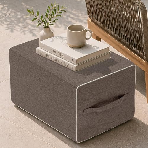 Outdoor Ottomans for Patio Pouf Waterproof Fade-Resistant Ottoman Foot Rest for - Image 3