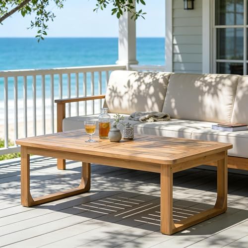 Merax Outdoor Acacia Wood Coffee Table, Durable Weather Resistant, Modern by Merax