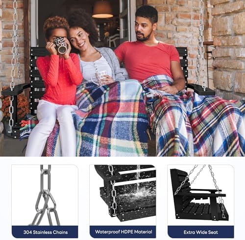 KINGYES Outdoor Hanging Porch Swing, Patio Swing - Image 5