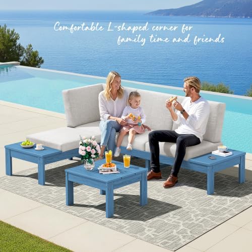 SERWALL HDPE Outdoor Furniture Set, 4 Seats Outdoor Sectional - Image 2