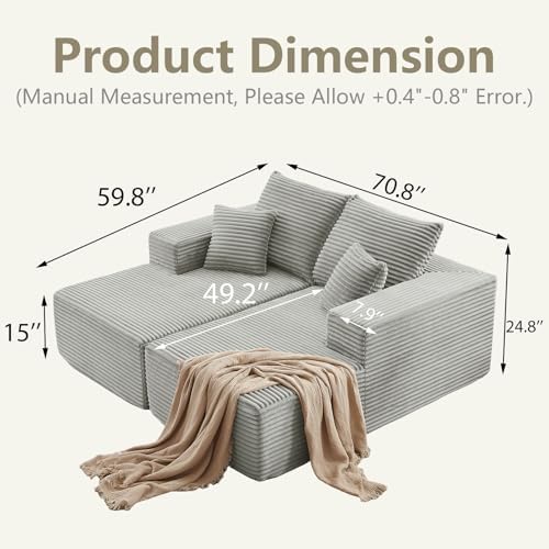 70.8" Oversized Double Chaise Lounge Indoor, Upholstered Deep Seat Cloud Couch - Image 2