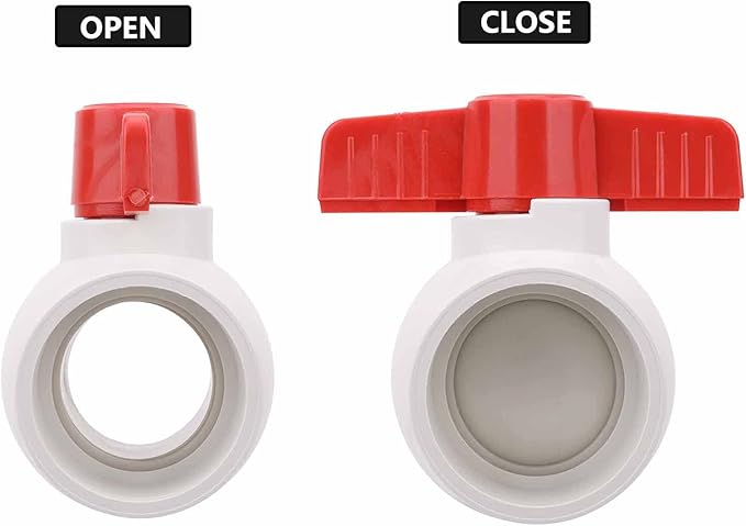 2" PVC Ball Valve Water Pipe Shut-off Valve Socket with Red T-Handle for Cold Water Supply lines, Irrigation Pipe fitting System(Socket x Socket), Schedule 40