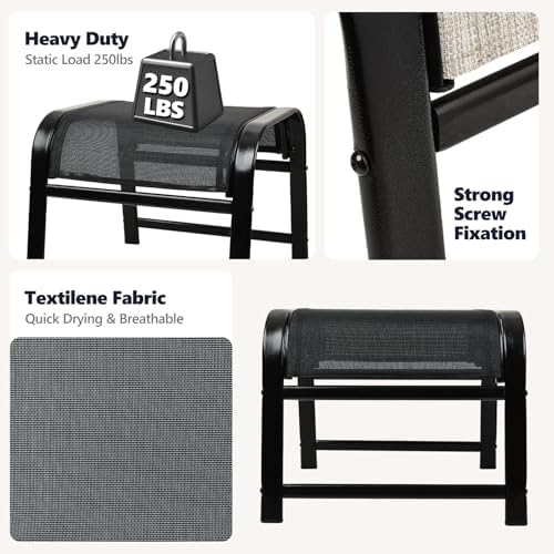 Outdoor Ottoman Footrest Stool 2 Set Portable Iron Footstools - Image 4