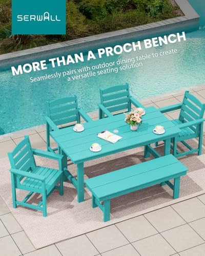 SERWALL 2-Person Backless Outdoor Bench 56 Inches - Image 7